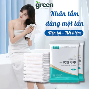 Khăn Tắm Dùng Một Lần GreenHome, Khăn Tắm Du Lịch Tiện Lợi Sợi Vải Cellulose Siêu Thấm Hút Mềm Mịn
