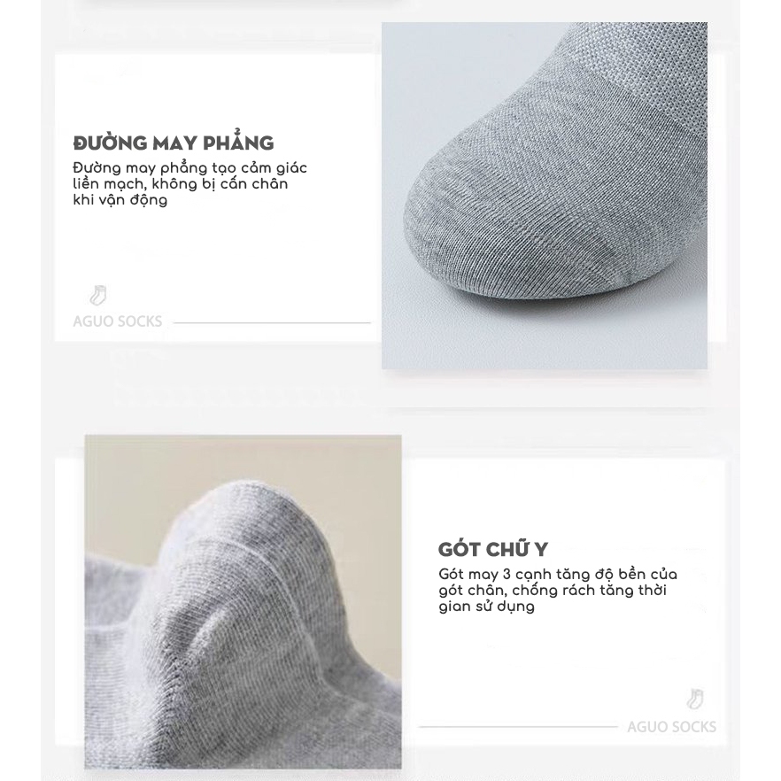 Tất vớ lười nam nữ chất liệu cotton giảm mùi hôi cao cấp, 1 hộp 5 đôi có cao su chống tụt - Ekiu Shop