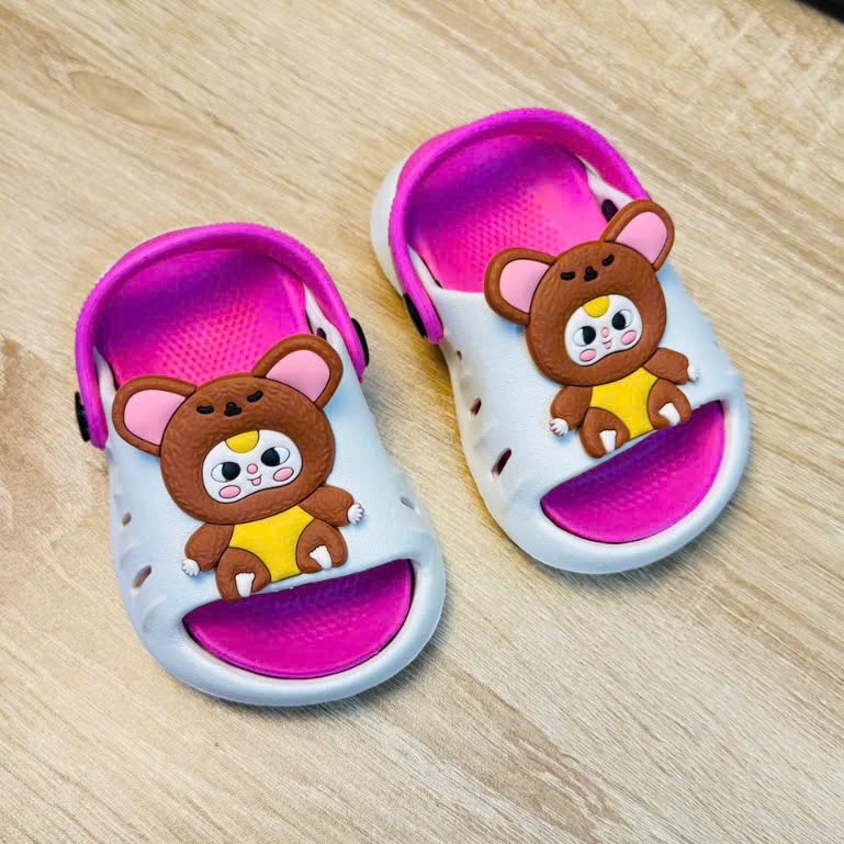 Dép bánh mì cho bé gái hình thỏ BabyThree siêu nhẹ tập đi dễ thương mắt lé kèm quai sau cho bé