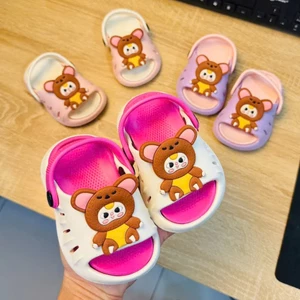 Dép bánh mì cho bé gái hình thỏ BabyThree siêu nhẹ tập đi dễ thương mắt lé kèm quai sau cho bé