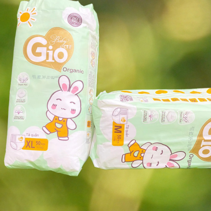 TÃ BỈM QUẦN BABY GIO （AN TÂM CHO MẸ- AN TOÀN CHO BÉ ）-  2 BỊCH -100 MIẾNG