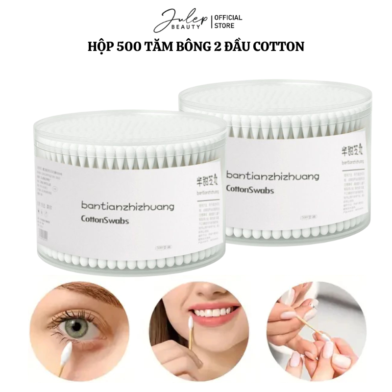 Hộp 500 Tăm Bông Lấy Ráy Tai 2 Đầu Chất Liệu Bông Cotton - Bông Ngoáy ...