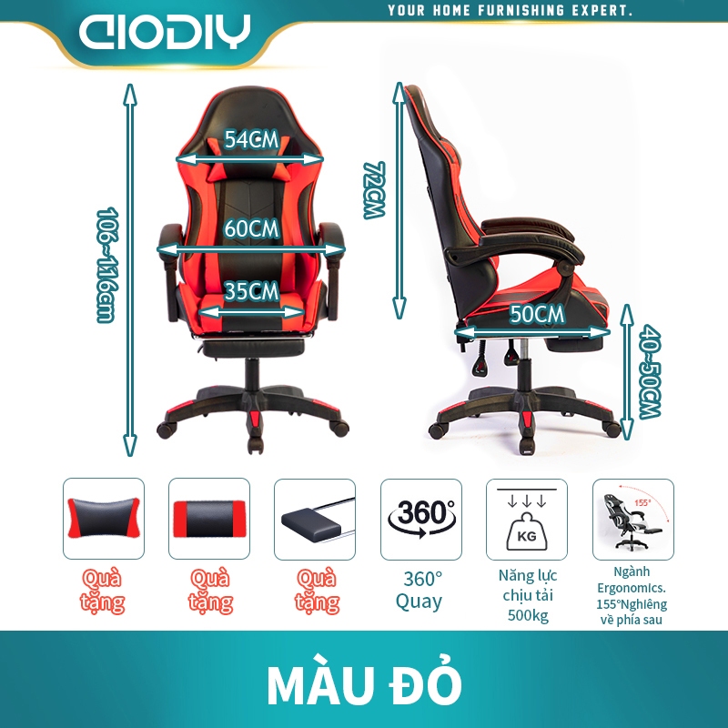 Ghế gaming AIODIY Công thái học bọc nệm mềm Thích hợp làm việc