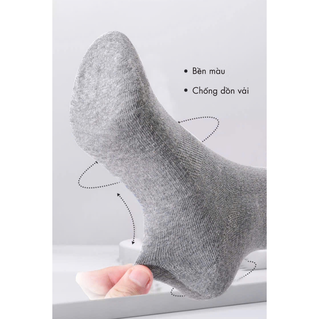 Tất vớ nam nữ cổ cao chất liệu cotton cao cấp giảm mùi hôi, combo 1 hộp 5 đôi - Ekiu Shop