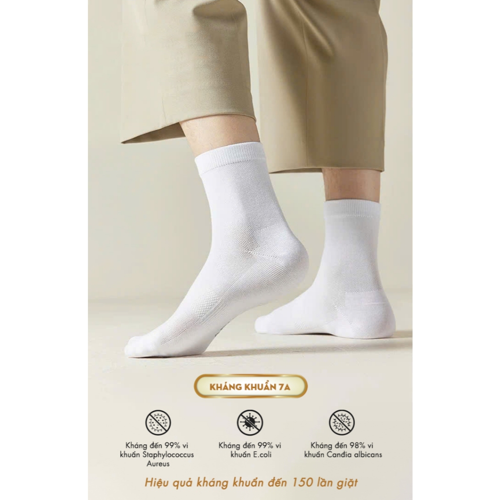 Tất vớ nam nữ cổ cao chất liệu cotton cao cấp giảm mùi hôi, combo 1 hộp 5 đôi - Ekiu Shop