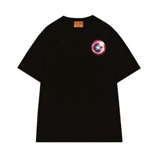 Áo Thun NGỐ TEE Biểu Tượng Khiên Captain America Form Unisex Rộng Rãi Vải Cotton 75 Thoáng Mát