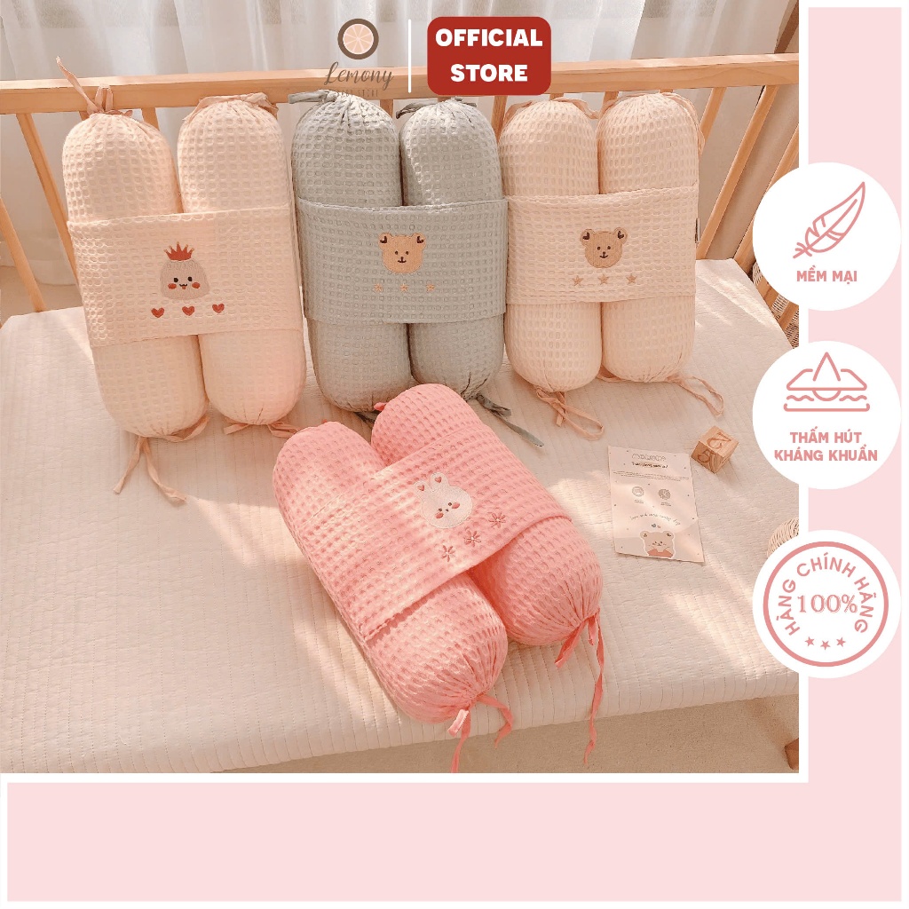Gối chặn MONONA vải Waffle/ xô Muslin mềm mại, ruột gối bông tự nhiên cao cấp cho bé ngủ ngon