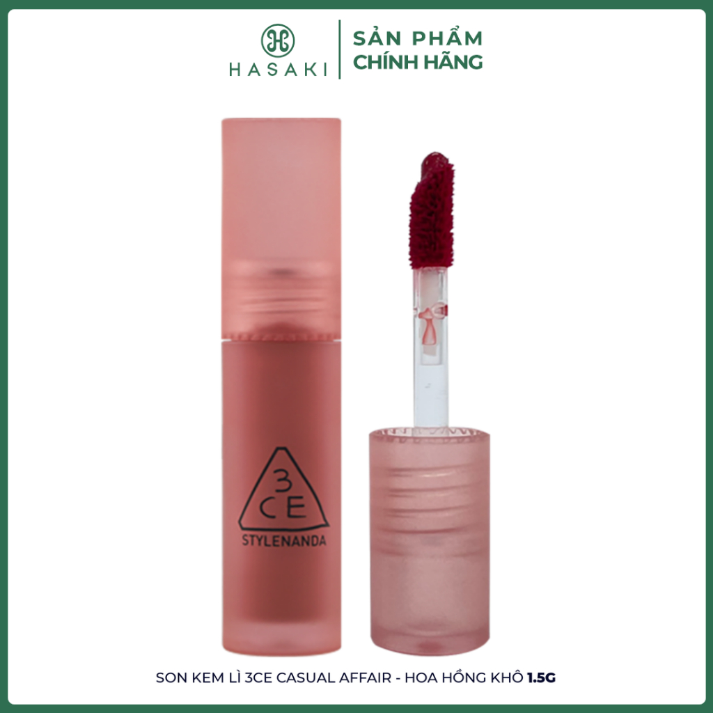 [QUÀ TẶNG KHÔNG BÁN] Son Kem Lì 3CE Casual Affair - Hoa Hồng Khô 1.5g Hasaki Sản Phẩm Chính Hãng