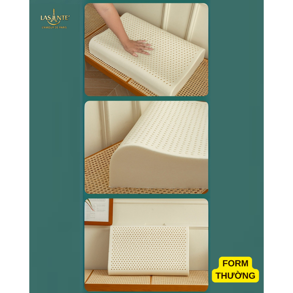 Ảnh Gối Cao Su Cỡ Nhỏ 30x50x7 cm Thiết Kế Nâng Đỡ Cổ Vai Gáy, Ngủ Sâu Hơn Kèm Vỏ Tencel 100s 4