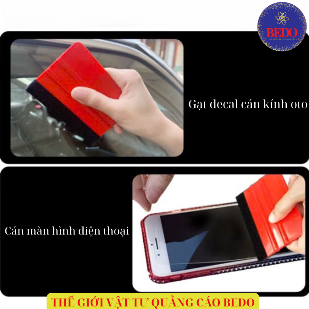 Miếng Gạt Decal Lưỡi Nỉ BEDO Nhựa ABS 7x10cm Gạt Decal Ô Tô Kính Tường Không Trầy Xước