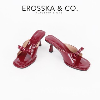Erosska - Guốc cao gót nữ đính nơ thời trang thiết kế đơn giản màu đỏ cao 6cm - EM126