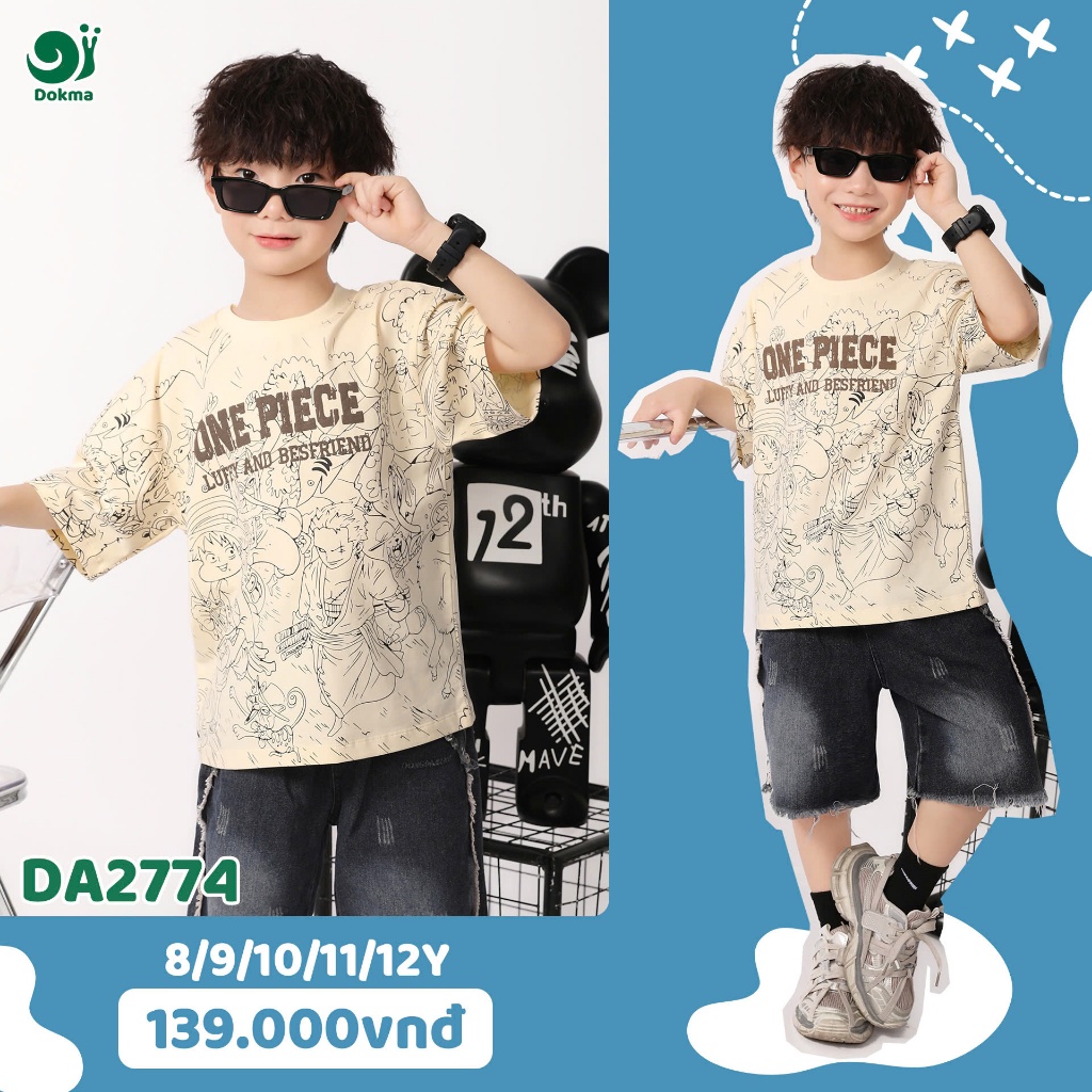 (25-42kg, 8-12Y) Áo Phông Cộc Tay Bé Trai Dokma DA1507 DA2776 DA2774 DA2873  DA1555