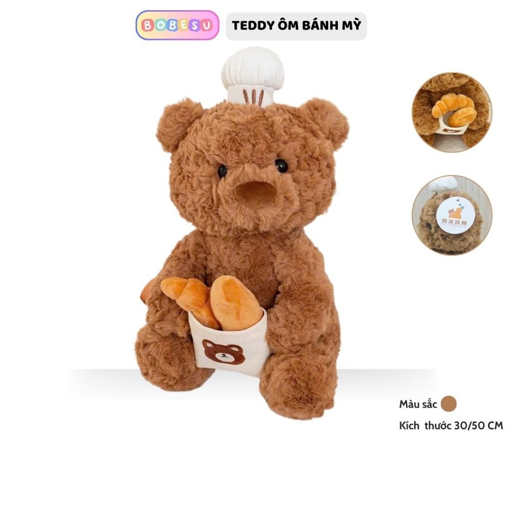 Gấu bông teddy đội mũ lông xùh dễ thương chất liệu lông cừu cao cấp