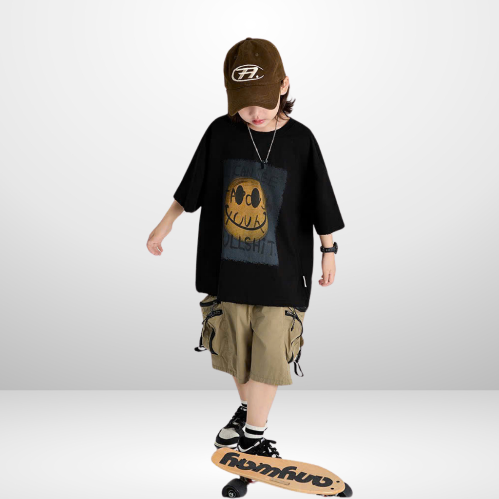 Áo Thun Ngắn Tay Mùa Hè Cho Bé Trai, Bé Gái In Hình Năng Động, Cổ Tròn B657 | JJ Kids Fashion