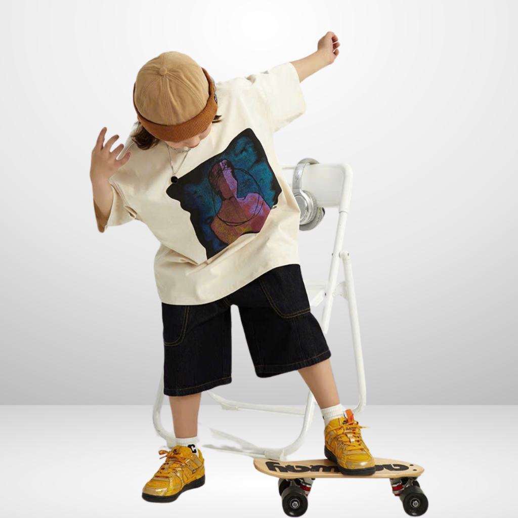 Áo Thun Ngắn Tay Mùa Hè Cho Bé Trai, Bé Gái In Hình Năng Động, Cổ Tròn | JJ Kids Fashion | B658