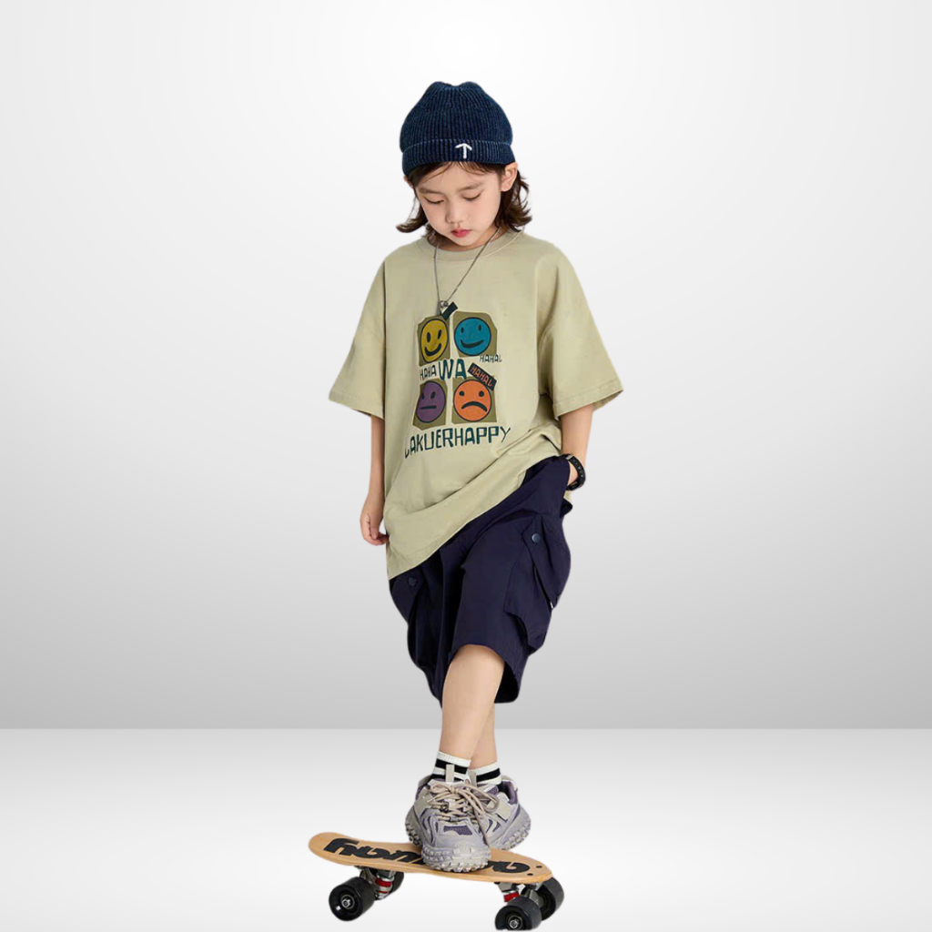 Áo Thun Ngắn Tay Mùa Hè Cho Bé Trai, Bé Gái In Hình Năng Động, Cổ Tròn B660 | JJ Kids Fashion