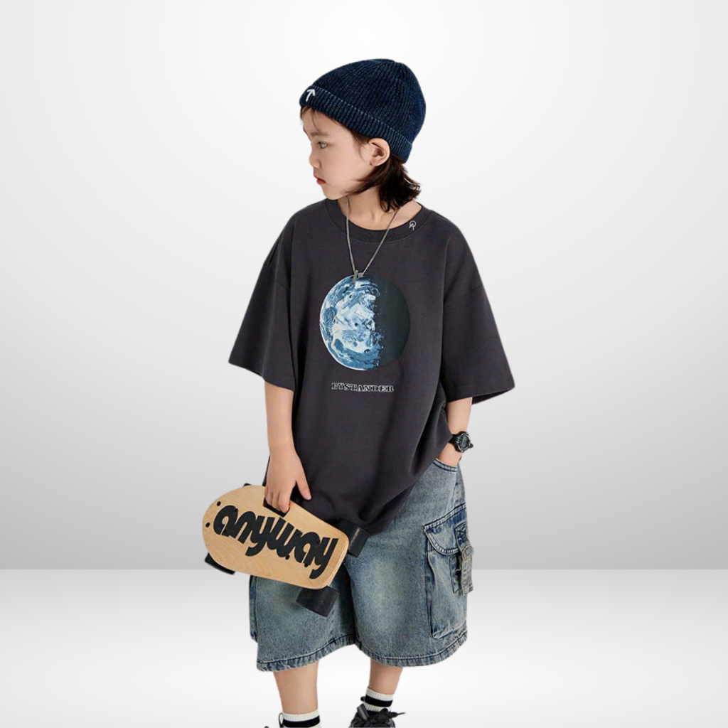 Áo Thun Ngắn Tay Mùa Hè Cho Bé Trai, Bé Gái In Hình Năng Động, Cổ Tròn B661 | JJ Kids Fashion