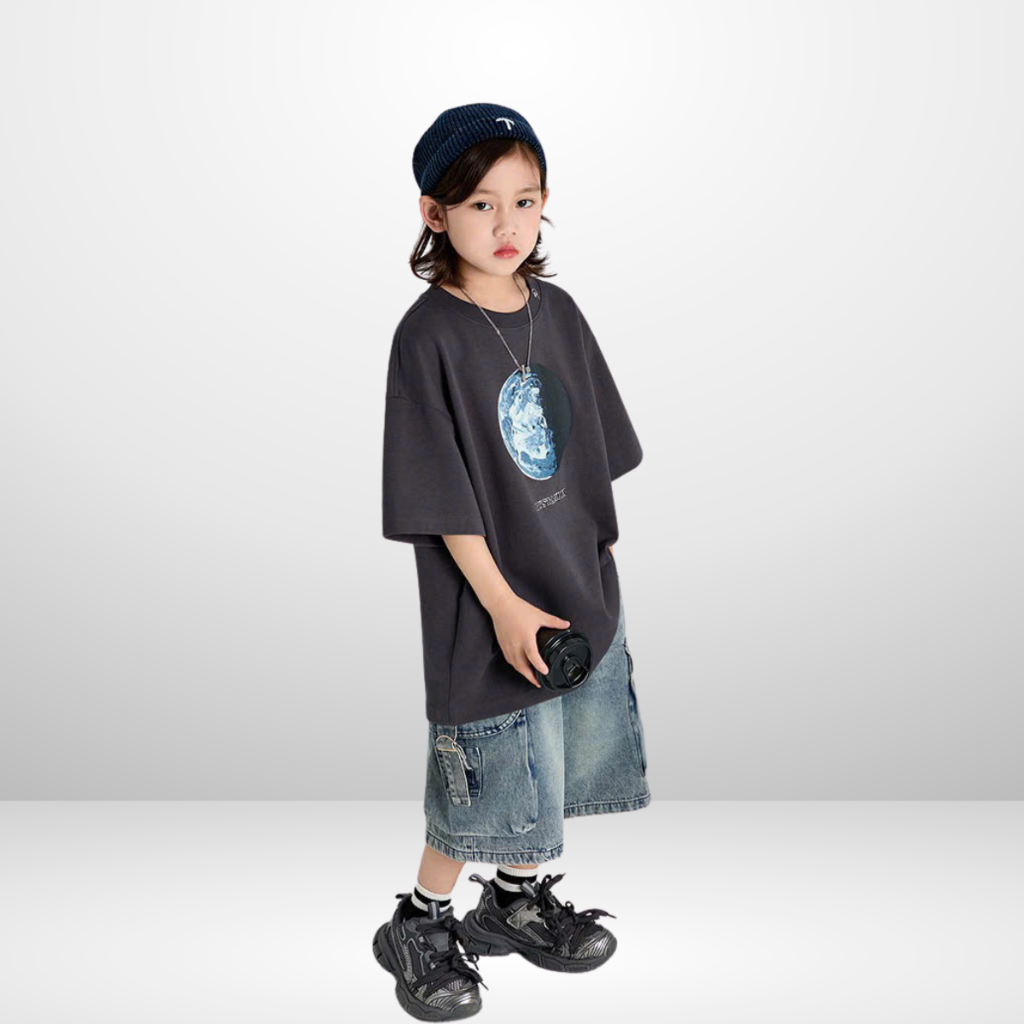 Áo Thun Ngắn Tay Mùa Hè Cho Bé Trai, Bé Gái In Hình Năng Động, Cổ Tròn B661 | JJ Kids Fashion