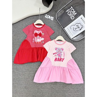 V20 Váy bé gái baby three 2 màu nơ thật cho bé đi học,đi chơi,Đầm bé gái xinh xắn size 10-28kg