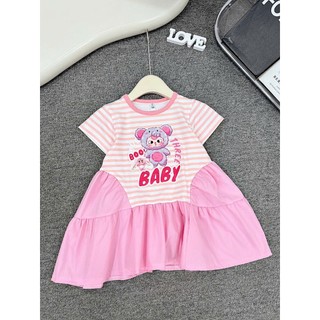 V20 Váy bé gái baby three 2 màu nơ thật cho bé đi học,đi chơi,Đầm bé gái xinh xắn size 10-28kg
