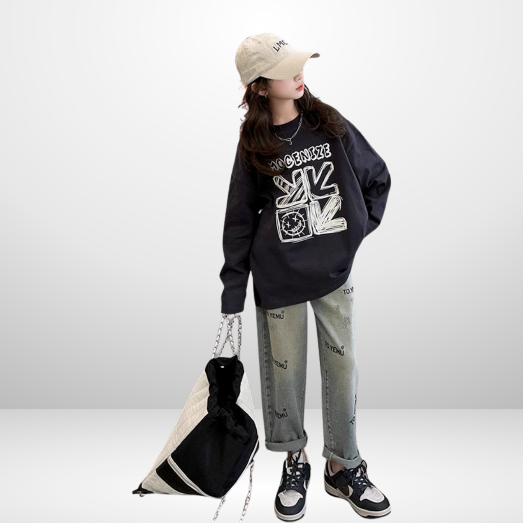 Áo Thun Dài Tay Xuân Thu Cho Bé Trai, Bé Gái In Hình Năng Động, Cổ Tròn | JJ Kids Fashion