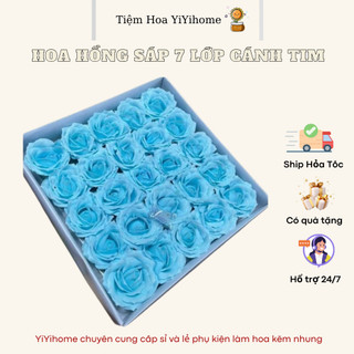 Hộp 25 Bông Hoa Sáp 7 Lớp Cánh Tim Hàng Đẹp Trang Trí Nhà Cửa Decor Phòng Diy Handmade YiYihome