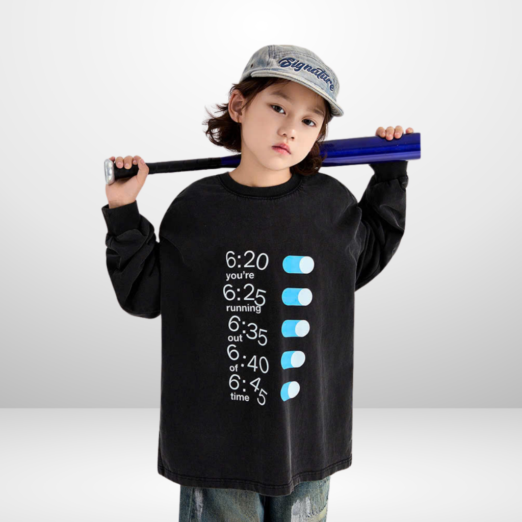 Áo Thun Dài Tay Xuân Thu Cho Bé Trai, Bé Gái In Hình Năng Động, Cổ Tròn | JJ Kids Fashion