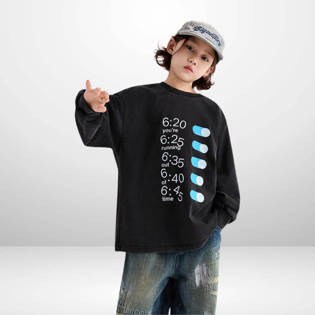 Áo Thun Dài Tay Xuân Thu Cho Bé Trai, Bé Gái In Hình Năng Động, Cổ Tròn | JJ Kids Fashion