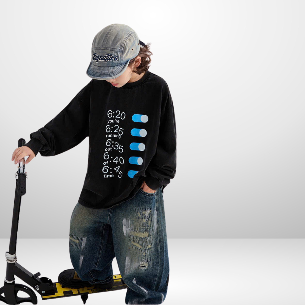 Áo Thun Dài Tay Xuân Thu Cho Bé Trai, Bé Gái In Hình Năng Động, Cổ Tròn | JJ Kids Fashion