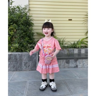 B06 Sét áo phông kèm váy xếp ly có quần bảo hộ in hình BABY THREE cho bé từ 10-30kg