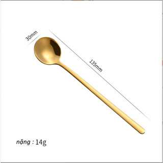 Inox 304 (1 cái ) Thìa Espresso13.5cm Vàng/Bạc Miệng Tròn  Cà Phê Muỗng Nhỏ Ăn Kem Chè