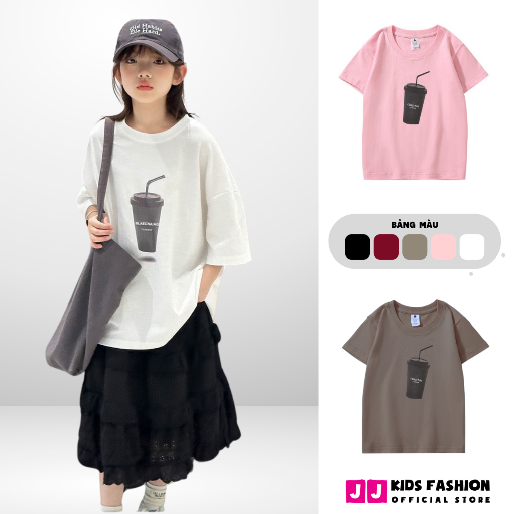 Áo Thun Ngắn Tay Cho Bé Trai, Bé Gái In Hình Năng Động, Cổ Tròn | JJ Kids Fashion
