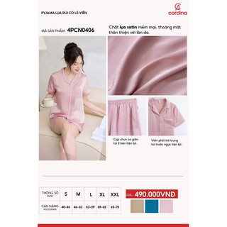 Bộ pijama lụa nữ CARDINA kiểu dáng quần đùi cổ bẻ trẻ trung 4PCN04