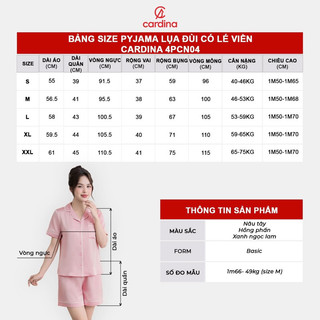 Bộ pijama lụa nữ CARDINA kiểu dáng quần đùi cổ bẻ trẻ trung 4PCN04