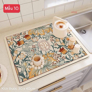 Thảm Thấm Hút Nước Nhanh Khô, Chất Liệu Da Nappa + Cao Su Chống Trượt, Thảm Lót Ly Tiện Dụng Cho Nhà