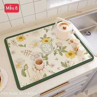 Thảm Thấm Hút Nước Nhanh Khô, Chất Liệu Da Nappa + Cao Su Chống Trượt, Thảm Lót Ly Tiện Dụng Cho Nhà