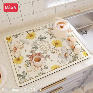 Thảm Thấm Hút Nước Nhanh Khô, Chất Liệu Da Nappa + Cao Su Chống Trượt, Thảm Lót Ly Tiện Dụng Cho Nhà