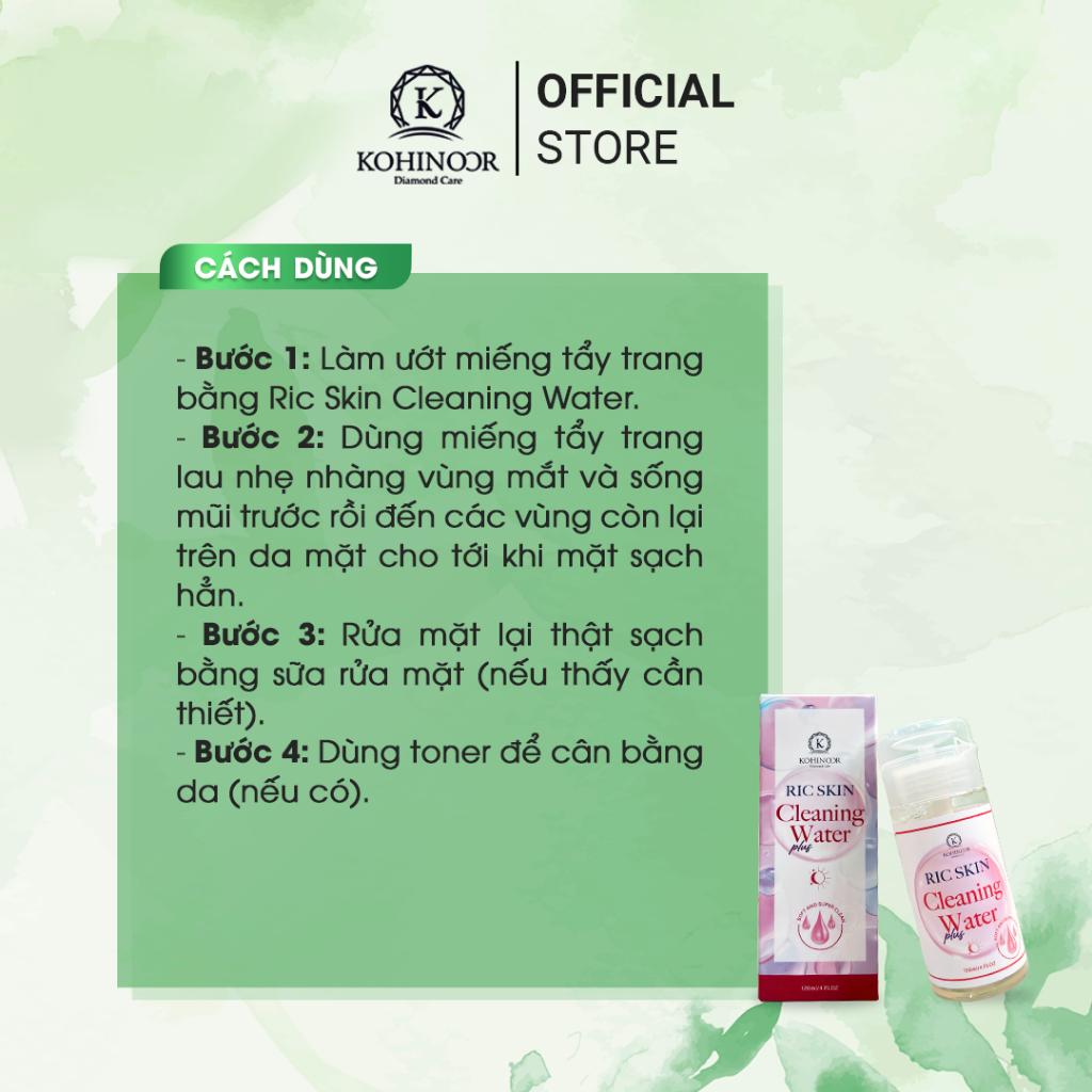 Ảnh Nước tẩy trang RIC SKIN CLEANING WATER Kohinoor 120ml 4