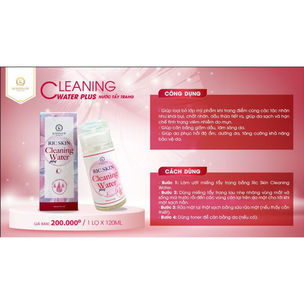 Ảnh Nước tẩy trang RIC SKIN CLEANING WATER Kohinoor 120ml 1