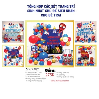 Set trang trí sinh nhật  cho bé trai, sét bóng sinh nhật chủ đề siêu nhân đẹp rẻ, YẾN NHI SHOP
