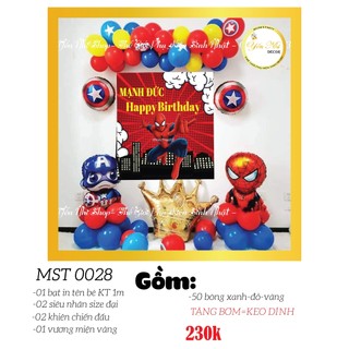 Set trang trí sinh nhật  cho bé trai, sét bóng sinh nhật chủ đề siêu nhân đẹp rẻ, YẾN NHI SHOP