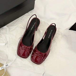 (Chân thon nên lùi 1sz) Giày Sandal Nữ, Giày Slingback  Cao Gót Đế Cao 5p đính nơ xinh xắn MS V142