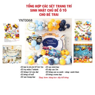 Sét trang trí sinh nhật cho bé trai, sét bóng sinh nhật  chủ đề ô tô ,YẾN NHI SHOP