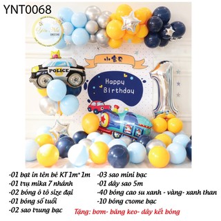 Sét trang trí sinh nhật cho bé trai, sét bóng sinh nhật  chủ đề ô tô ,YẾN NHI SHOP