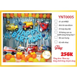 Sét trang trí sinh nhật cho bé trai, sét bóng sinh nhật  chủ đề ô tô ,YẾN NHI SHOP