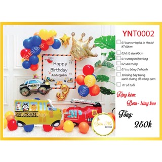 Sét trang trí sinh nhật cho bé trai, sét bóng sinh nhật  chủ đề ô tô ,YẾN NHI SHOP