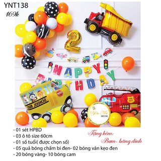 Sét trang trí sinh nhật cho bé trai, sét bóng sinh nhật  chủ đề ô tô ,YẾN NHI SHOP