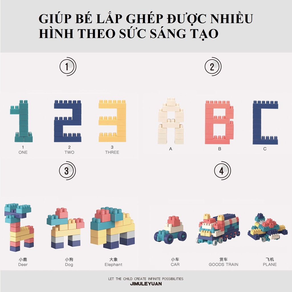Bộ xếp hình 520 chi tiết kích thích não bộ của trẻ. Bộ lắp ráp công trình, xe, tăng khả năng sáng tạo và trí tưởng tượng