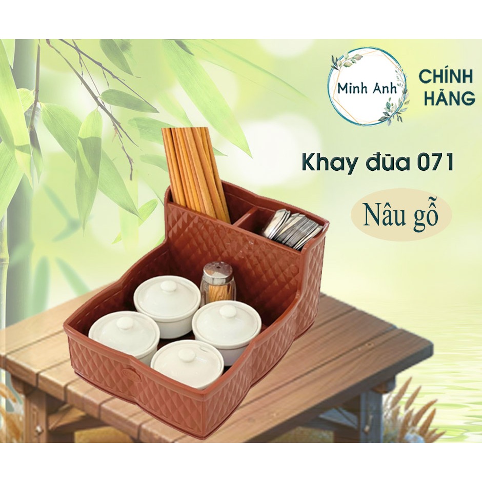 [ XUẤT VAT ]  [Hỏa tốc] Hộp đựng đũa thìa bằng nhựa giả gỗ quán cơm, nhà hàng, giá rẻ 071.075.076. khay