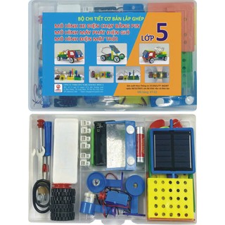 Bộ chi tiết lắp ghép lớp 5(mô hình xe điện chạy bằng pin, máy phát điện gió, điện mặt trời)
